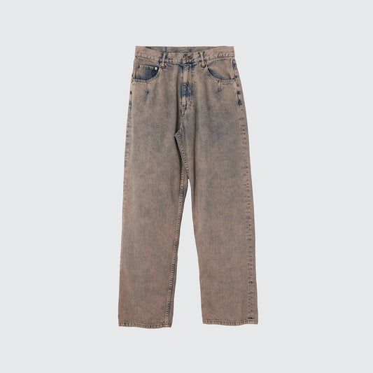 BLEACHE&OVER DYE DENIM WIDE STRAIGHT 5P PANTS