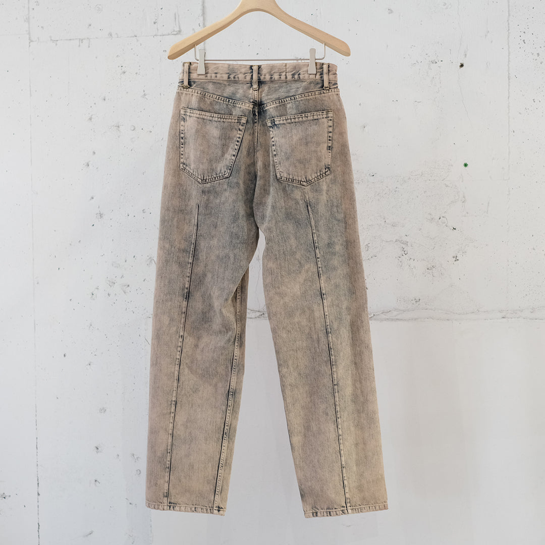 BLEACHE&OVER DYE DENIM WIDE STRAIGHT 5P PANTS