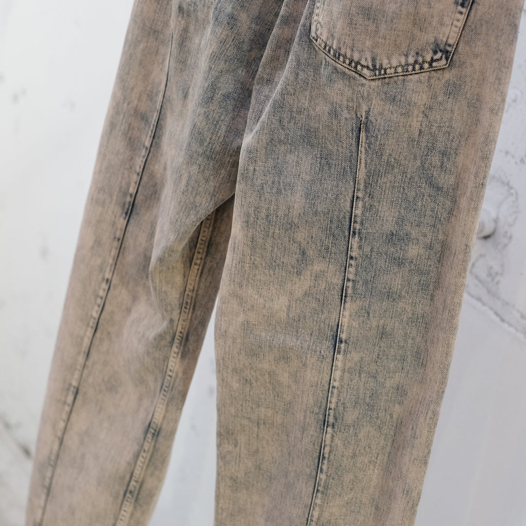 BLEACHE&OVER DYE DENIM WIDE STRAIGHT 5P PANTS