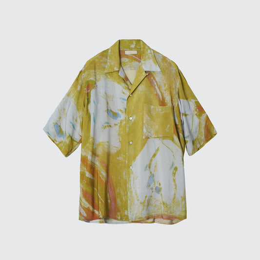 FLOWER PRINTED OPEN COLLAR SHIRT