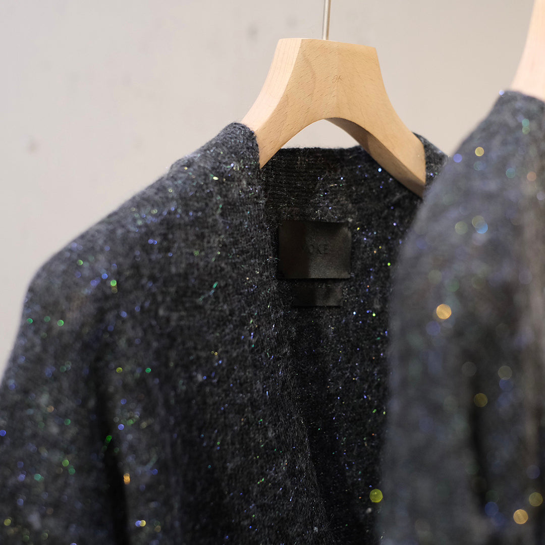 PEARL GLITTER BLEND WOOL CARDIGAN