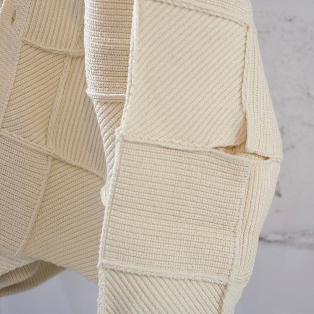 PATCHWORK RIB BUTTONED CARDIGAN