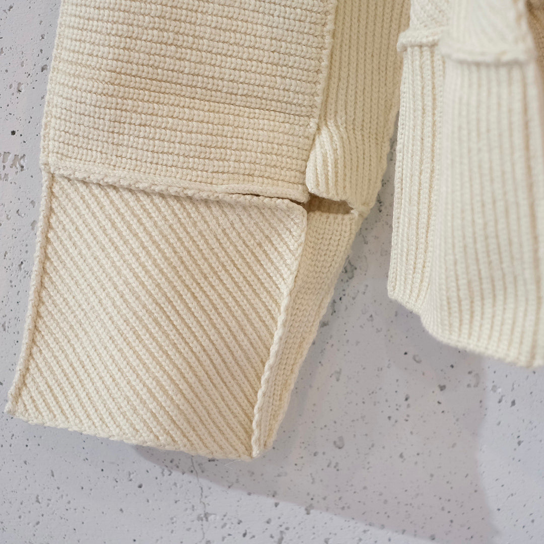 PATCHWORK RIB BUTTONED CARDIGAN
