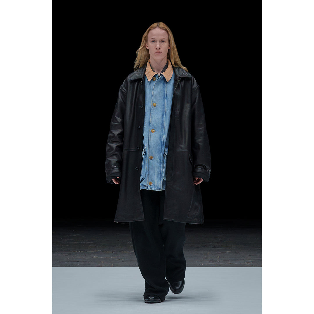 LEATHER BALMACAAN COAT