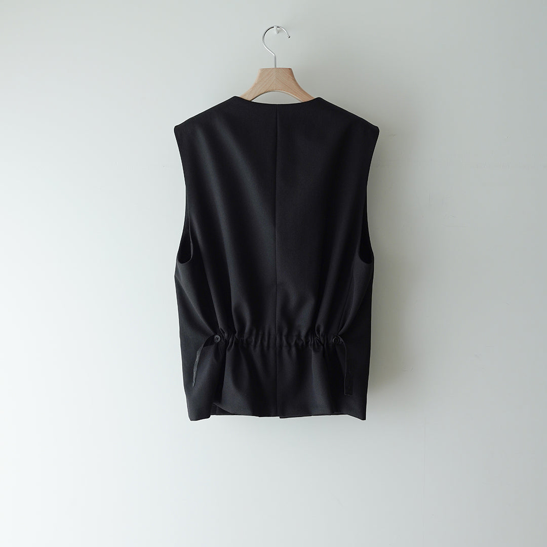 WOOL GABARDINE BELTED VEST