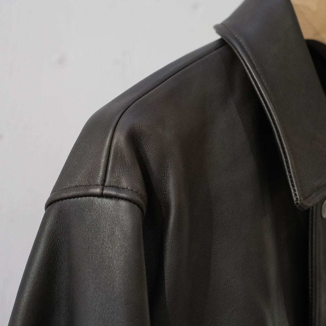 SHEEP LEATHER ZIP SHORT JACKET