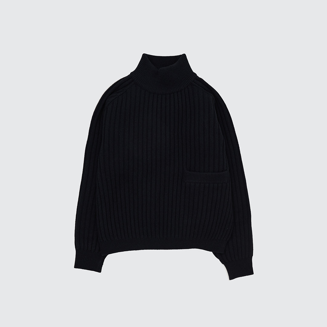 WIDE RIB HIHNECK SWEATER