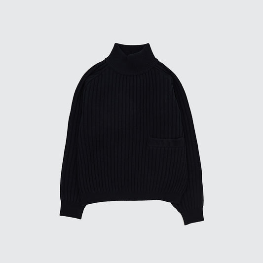 WIDE RIB HIHNECK SWEATER