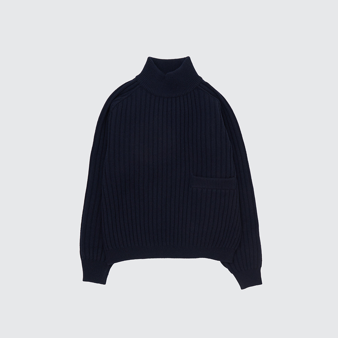 WIDE RIB HIHNECK SWEATER