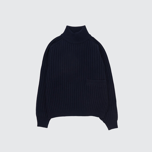 WIDE RIB HIHNECK SWEATER