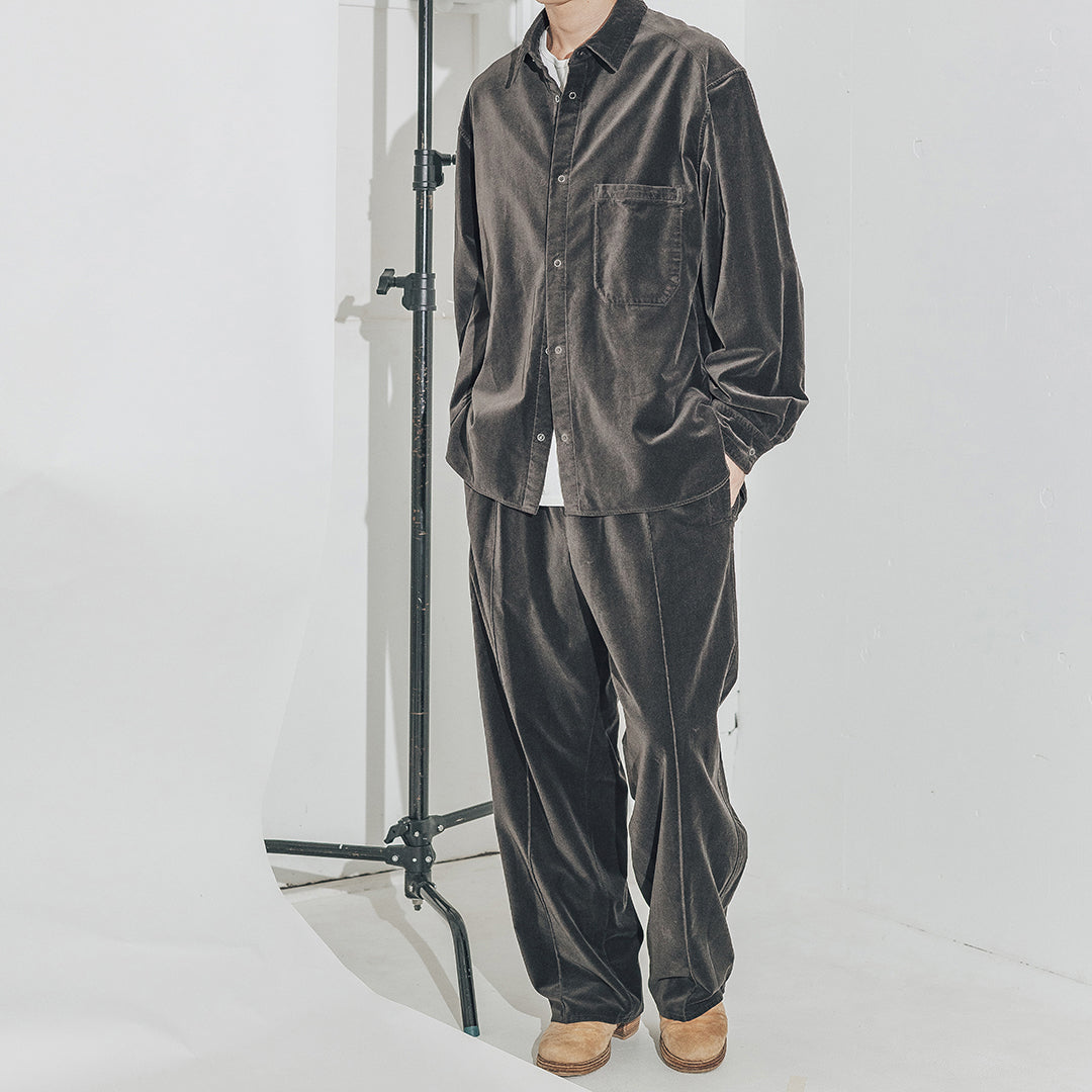 GARMENT DYE VELVET EASY PANTS