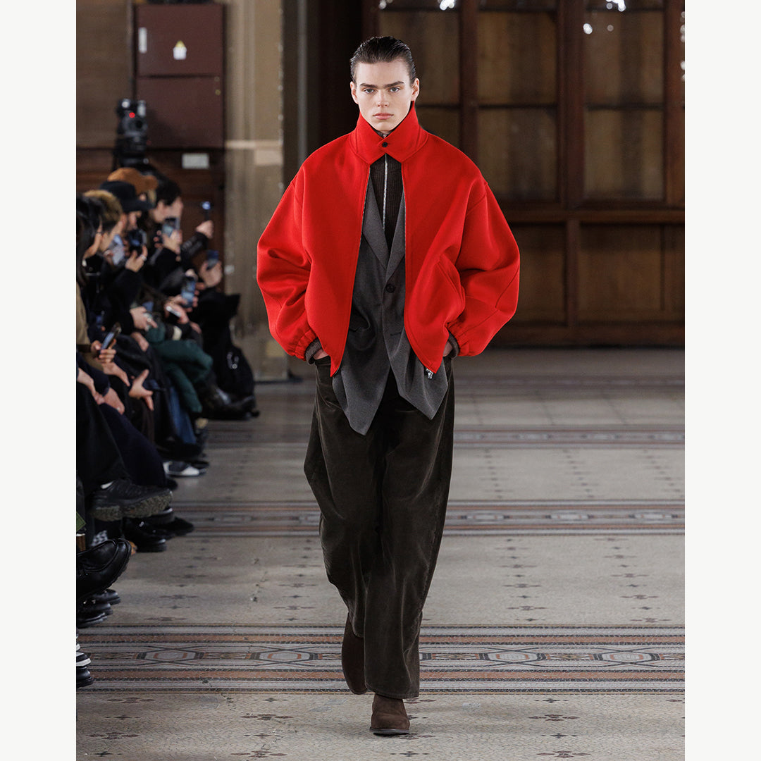 W/CA DOUBLE FACE CLOTH ZIP JACKET