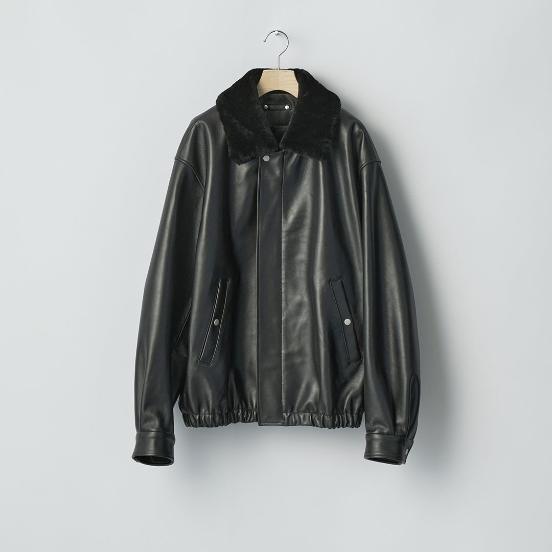 MOUTON COLLAR SHEEP LEATHER ZIP JACKET