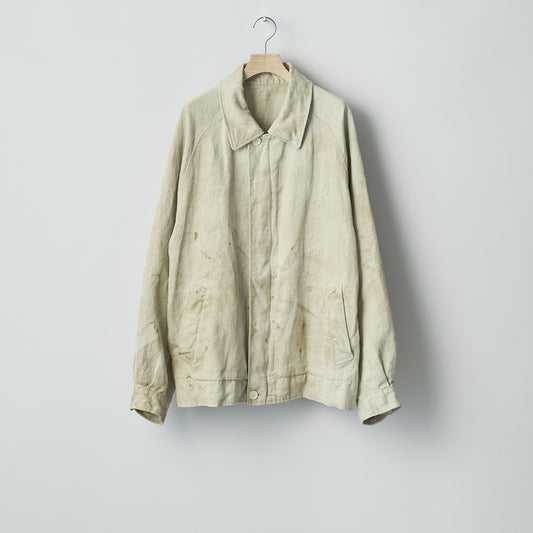HEAVY LINEN HERRINGBONE ZIP JACKET