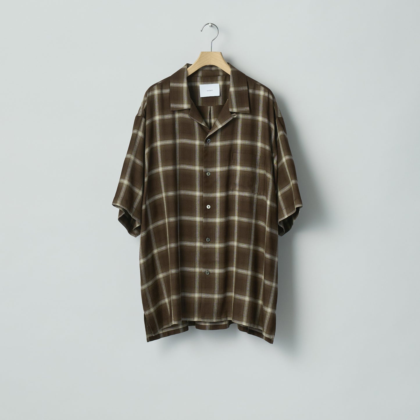 LY/VIS CHECK OVERSIZED OPEN COLLAR SS SHIRT