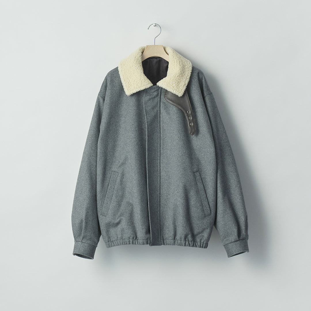 MOUTON COLLAR WOOL CASHMERE PADDED JACKET