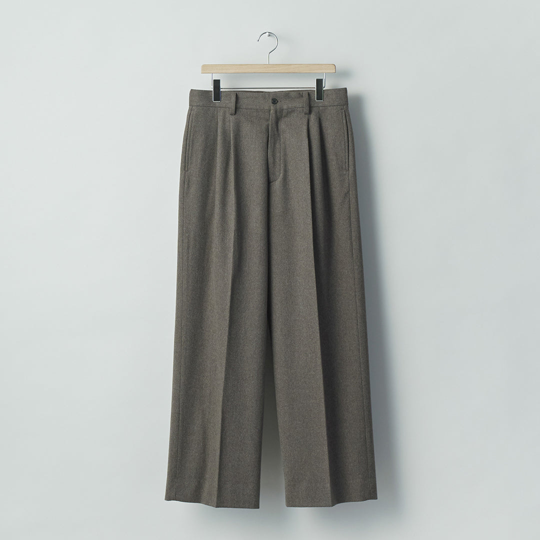 WOOL DOESKIN LONG WIDE TROUSERS