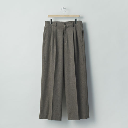 WOOL DOESKIN LONG WIDE TROUSERS