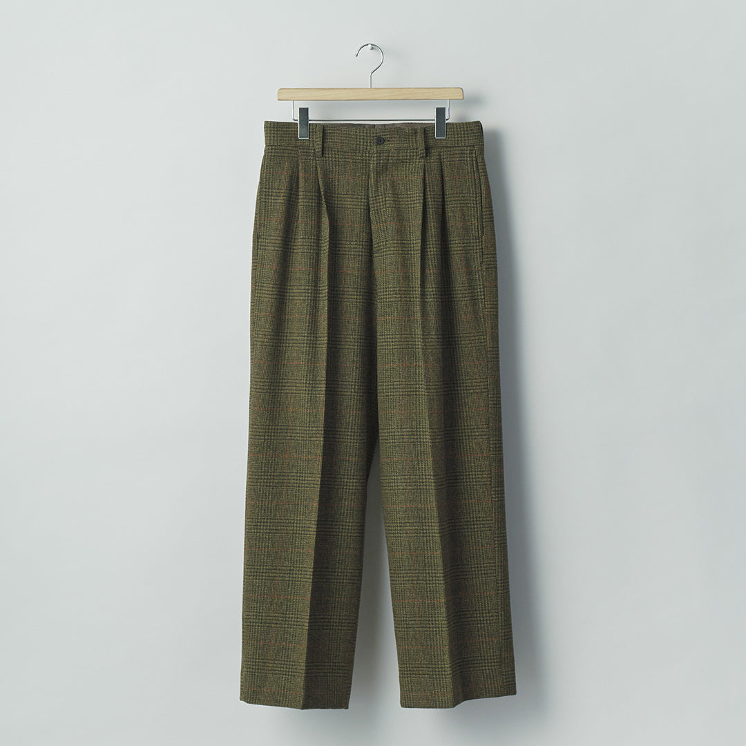 BRITISH TWEED LONG WIDE TROUSERS