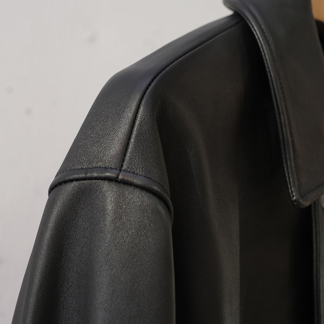 SHEEP LEATHER ZIP SHORT JACKET