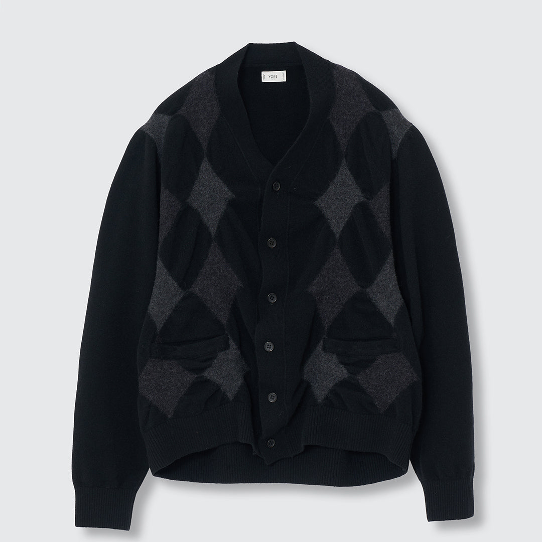 BOILED WOOL ARGYLE SWEATER