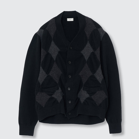 BOILED WOOL ARGYLE SWEATER