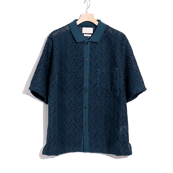 HERRINGBONE MESH SHIRT S/S | Harmonia | UNUSED URU YOKE stein