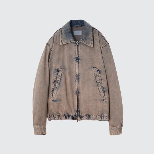 BLEACHE&OVER DYE DENIM FRONT ZIP BLOUSON (YK25SS0927B-BO)